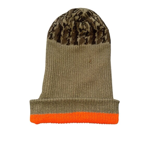 Vintage Ski Mask Robber Knit Balaclava Full Face Beanie 70s 80s Brown Orange - Picture 6 of 9